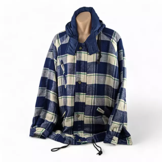 Men’s VINTAGE HANG TEN XL Surf Wear Beach Blue Flannel Checkered Winter Jacket