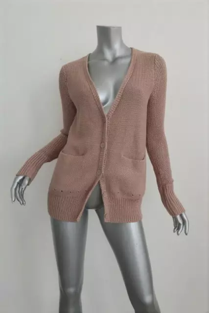 T by Alexander Wang Cardigan Tan Cotton Knit Size Small V-Neck Sweater