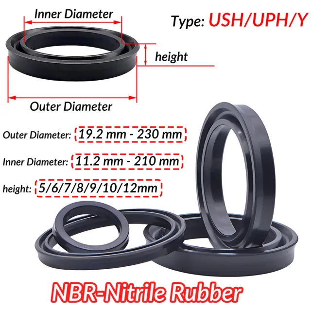9-210mm NBR UPH/UHS/Y Type Hydraulic Cylinder Seal Rod/Piston Seal Height 5-12mm