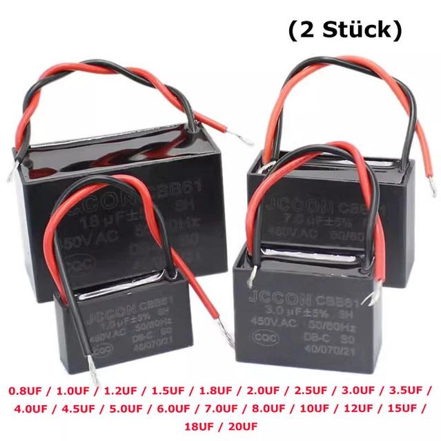 2 Pièces CBB60 3.5uF 450V 50/60Hz Condensateur Démarrage Moteur 30x55mm