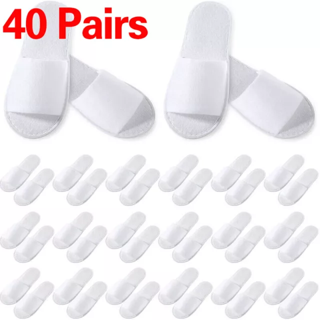 40 pairs SPA Hotel Guest Slippers Towelling Open Toe Disposable Shoes Household