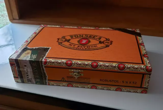 My Father Cigars Fonseca Robustos Empty Wooden Cigar Box 9 1/2 X 6 1/4 X 2
