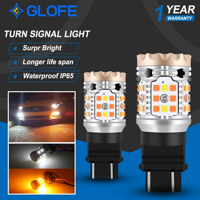 GLOFE 4157NA 3157 Switchback LED Turn Signal Light SMD Bulb White Amber Canbus