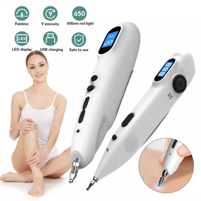 Electronic Acupuncture Massage Pen LED Light Meridian Energy Heal for Body&face