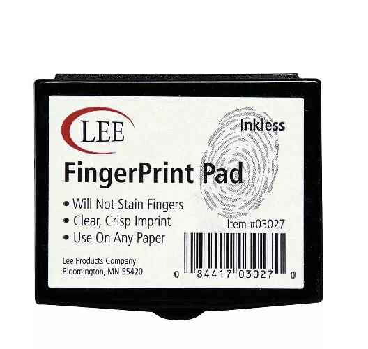 Quick Dry Finger Print Pad With Fingerprint Pad Paper Black Inkless No Smear USA
