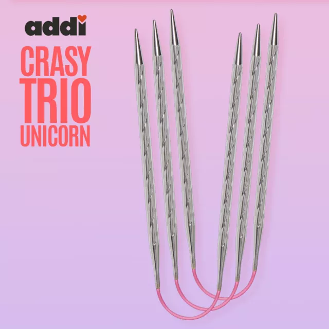 ADDI Crasy Trio Unicorn long | 2,0 bis 5,0 | 30cm | Rundstricknadel, Nadelspiel