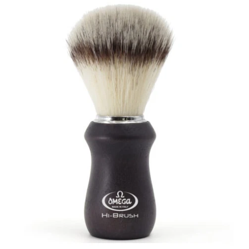 Pennello Da Barba Omega Fibra Sintetica HI-Brush Legno Di frassino Art. 46833
