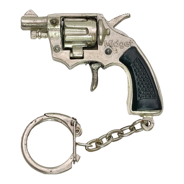 VINTAGE 1980’S MIDGET Mini Toy Revolver Cap Gun Keychain Hong Kong 11.