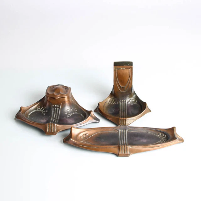 Spring Cap Streichholzhalter And Inkstand Brass Art Nouveau It's Nice Worked