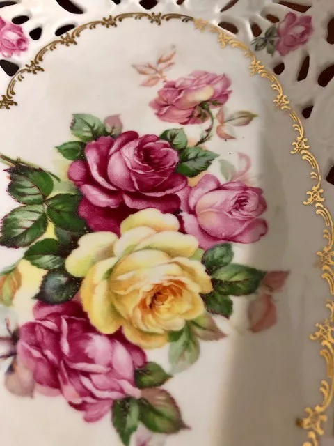 VTG SCHUMANN BAVARIA GERMANY US ZONE  RETICULATED PLATE(s) 10 1/2 x 7 1/2 ROSES