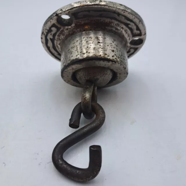 Antique Plant Light Ceiling Hanging Hook Vintage Nickel Plated Cage Hardware