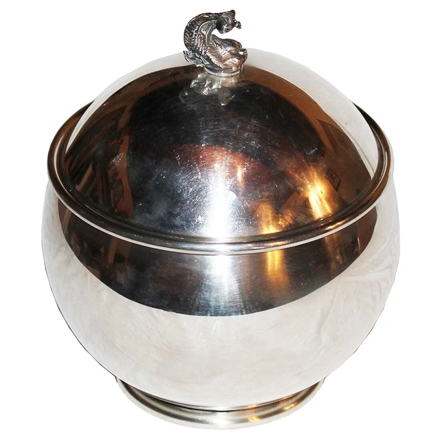 Seau à Glace Vintage En Métal Argenté Signé André Leroy – Style Art Déco, Déco Rétro Chic