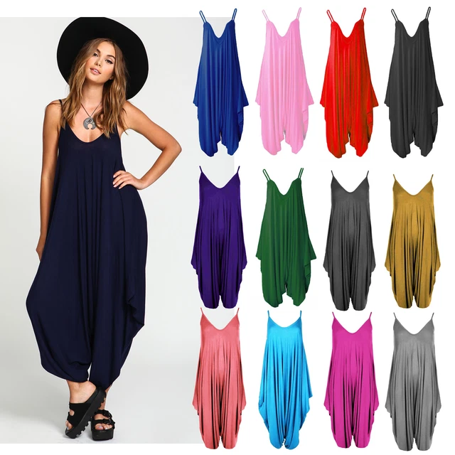 Harem donna donna Cami Lagenlook romper drape baggy harem tuta abito
