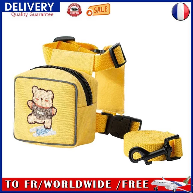 Pet Cat Dog Backpack Printed Chest Strap Harness Traction Rope (Yellow M)