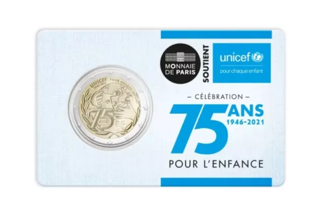 Coincard 2 euro BU France 2021 Unicef pièce commémorative