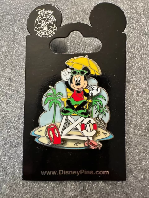 Disney 2008 Mickey Mouse Lifeguard Pin Beach Umbrella Sunglasses  Palm Trees