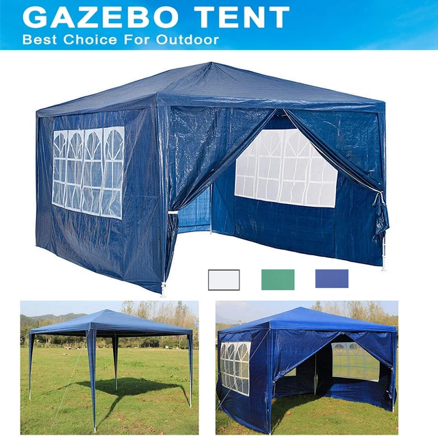 3x3M Heavy Duty Gazebo Marquee Pop-up Waterproof Garden Party Tent 4 WallSides