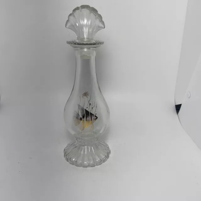 Vintage Avon Sea Fantasy  Glass Decanter Angel Fish Jar Bath Apothecary Bottle