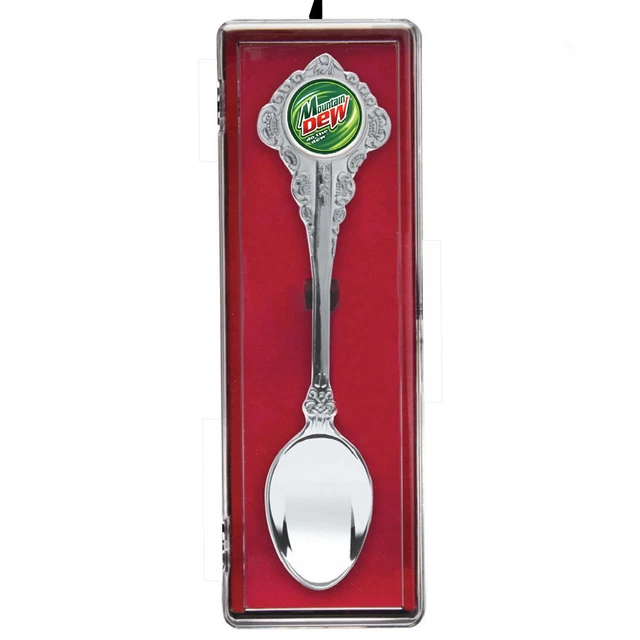 Mt. Dew Mountain Soda Drink Spoon Collectors Souvenir with hanging display case