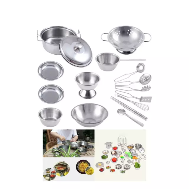 16 pièces cuisine semblant jouets ustensiles de cuisine accessoire en acier