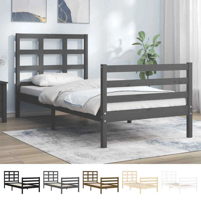 BED FRAME WITH Headboard Black Super King Size Solid Wood vidaXL £162.