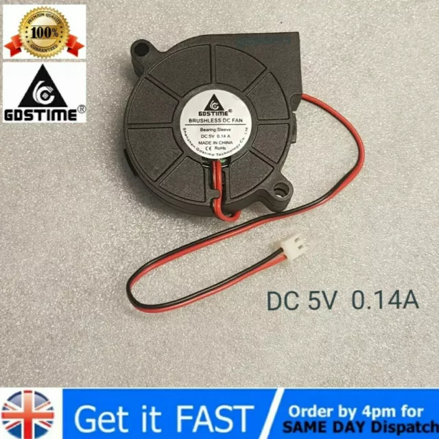 1Pc Brushless DC Cooling Blower Fan 5V 5015s 50x50x15mm 0.14A Sleeve 2 Pin Wire*