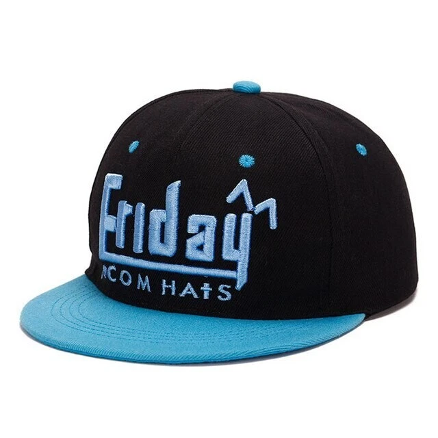 Casquette de Baseball Hip Hop à la mode, en coton FUN NOIR ET BLEU