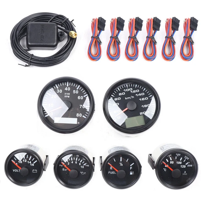 CLASSIC 6 GAUGE Set GPS Speedometer Waterproof For Car Marine Boat