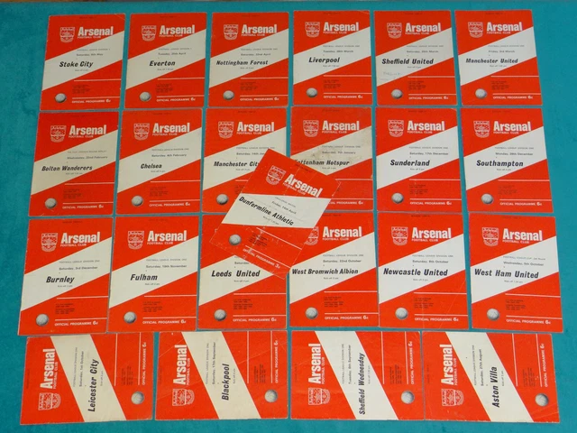 23 ARSENAL F.C. Football Programmes 196667 Season incl. Dunfermline