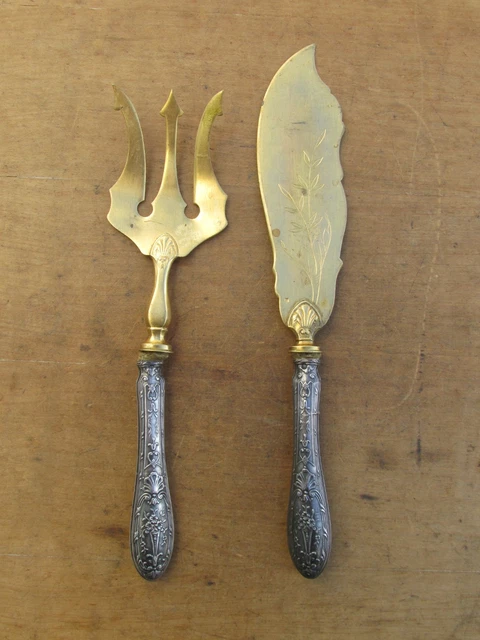 COUVERTS DE SERVICE a decouper en ARGENT Minerve fourré ART DECO EUR 80,00 - FR