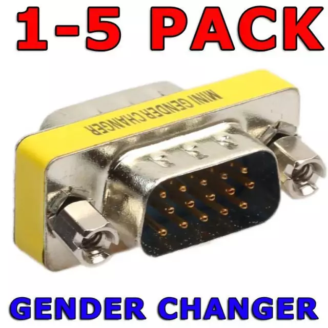 VGA SVGA 15 Pin 15Pin Female to Male Gender Changer Cable Adaptor Joiner Coupler