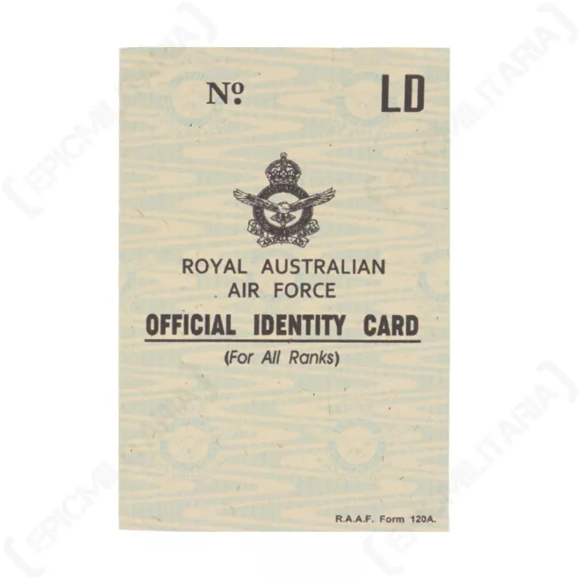 WW2 Australian Air Force ID Card Reenactment Military Identity Air Force