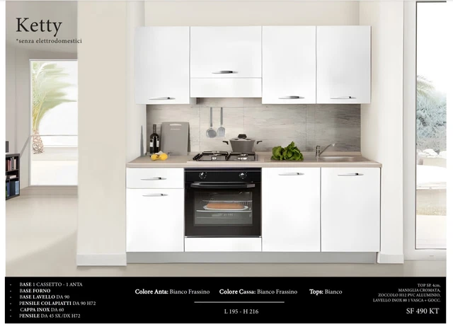 Cucina Ketty Completa Componibile Moderna L.195