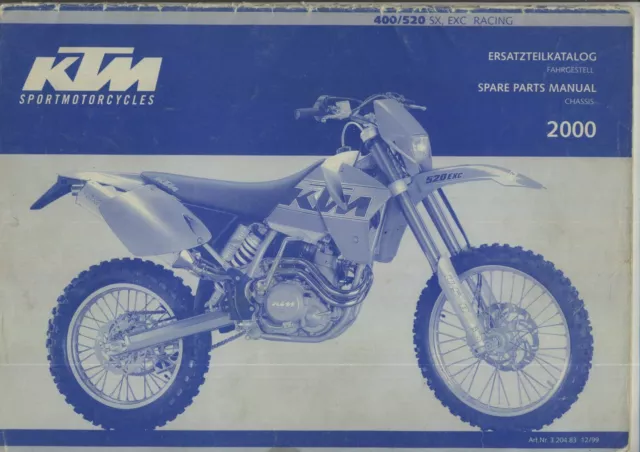 KTM 400 520 SX EXC (2000) Spare Parts Manual Catalogue Book List CHASSIS EA14 #