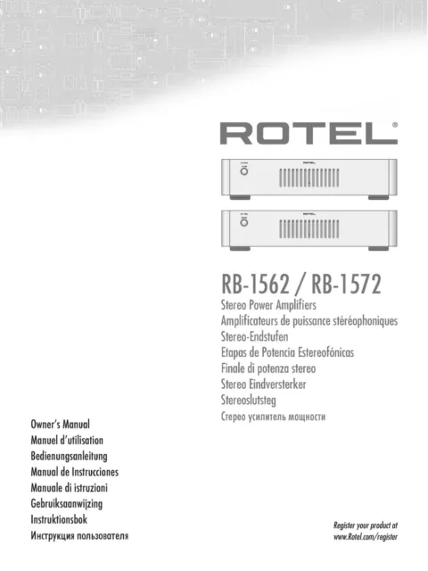 Bedienungsanleitung-Operating Instructions für Rotel RB-1562, RB-1572