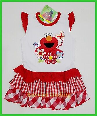 BNWT Sesame Street Elmo fashion cartoon girls ruffle kids dress new size 4 age 4