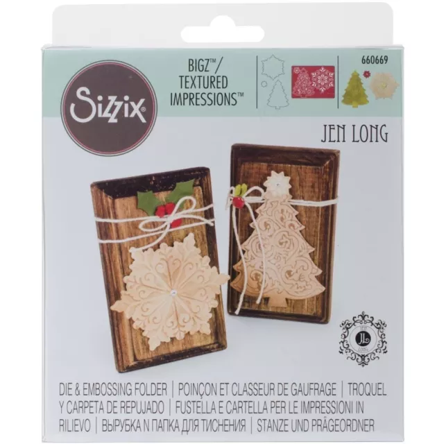 Sizzix Bigz Die w Textured Impressions - Christmas Tree & Snowflake Rrp 33.30