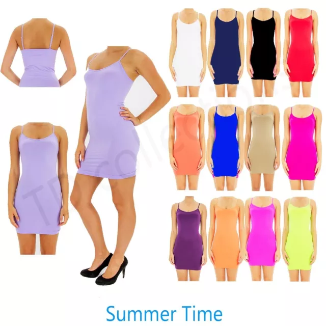 CAMI MINI DRESS BodyCon Extra Long camisole tank top slip seamless stretch