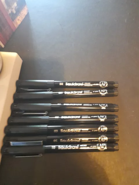 Drawing Pens Set Of 8 Black Fineliners Waterproof Ink Technical