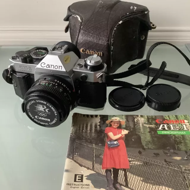 Canon AE-1 Program 35mm SLR film Camera & Canon 50mm F/1.8 Lens