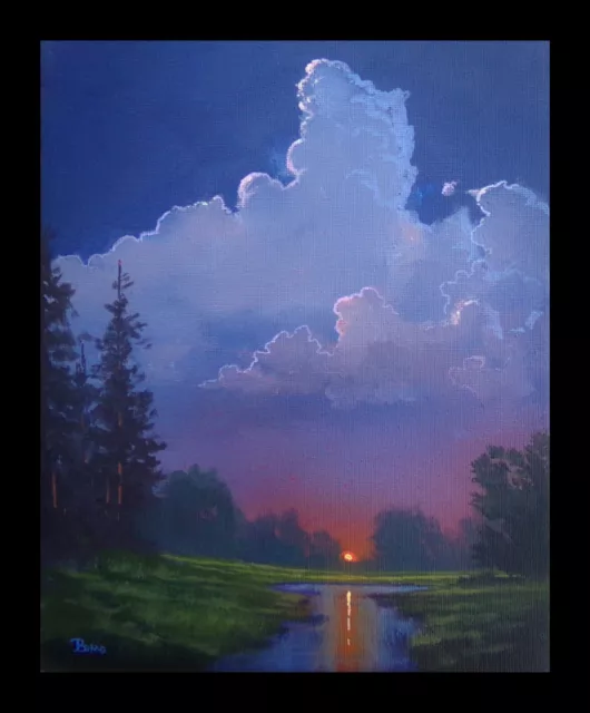 Original Oil Painting by award winning artist Bumo " "Parting Clouds"   " 8x10"