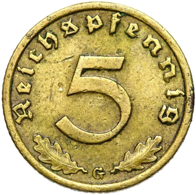 Deutsches 3. Reich - J. 363 - Münze - 5 Reichspfennig 1936 G - ERHALTUNG !