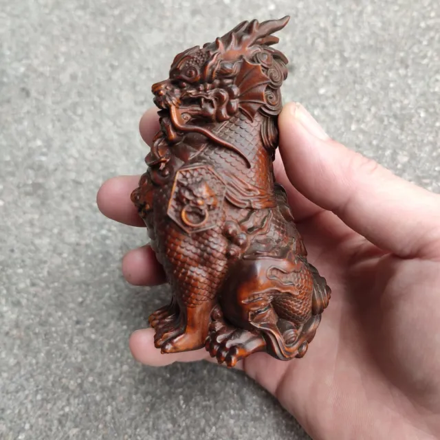 Vintage Carved Beautiful Sculpture Dragon Figurine Statue Wood Wooden Home Decor