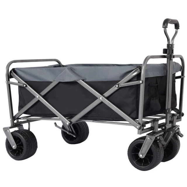 Heavy Duty 350 Lbs Capacity Collapsible Wagon; Outdoor Folding Camping Wagons;