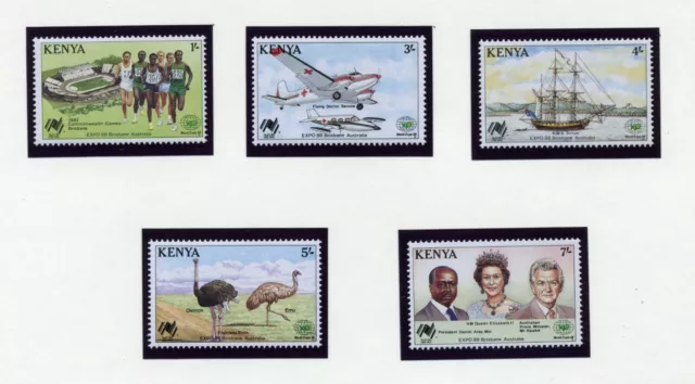 KENYA   MNH   447-51    Brisbane World Expo 88  Ships   Emu  Plane  BT695