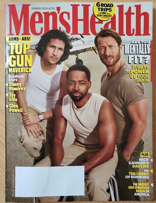 TOP GUN DANNY Ramirez, Jay Ellis, Glen Powell Mens Health Magazine May