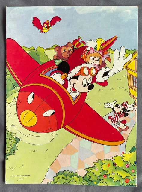 MICKEY MOUSE as SANTA CLAUSE in a PROP PLANE CHRISTMAS Vintage BOX TOP GRAPHIC