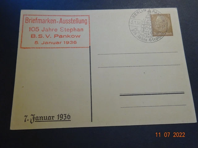 DR - Ganzsache - Privatganzsache - PP122 C17-02 Ausstellung Pankow SST 1936