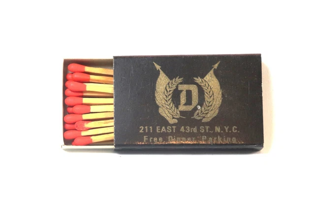 Vintage Delegate Restaurant 43rd Street NYC Full Advertising Matchbox