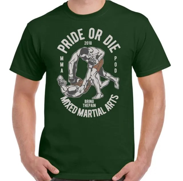 T-shirt Pride or Die da uomo divertente MMA allenamento top boxe Muay Thai UFC Judo 5